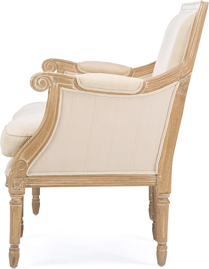 Baxton Studio Chavanon Wood and Linen Traditional French Loveseat, Light Beige