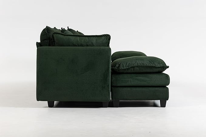 Eafurn 150" Oversized Modular Sectional Sofa with Movable Ottomans, 6 Seat Modern Corduroy Sofa Set, Convertible U/L Shaped Corner Couch for Living Room Apartment