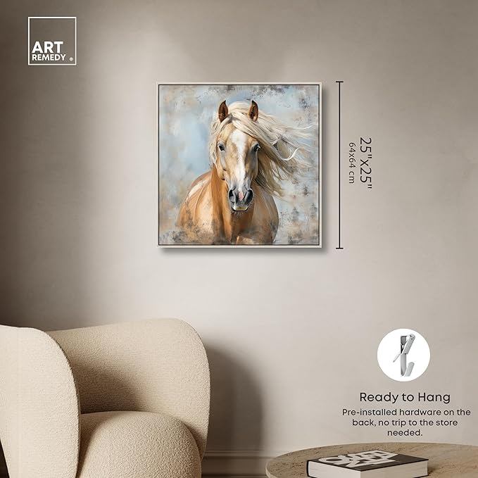 Art Remedy Rustic Rider Canvas Horse Wall Art, Silver Frame, 24" x 24"