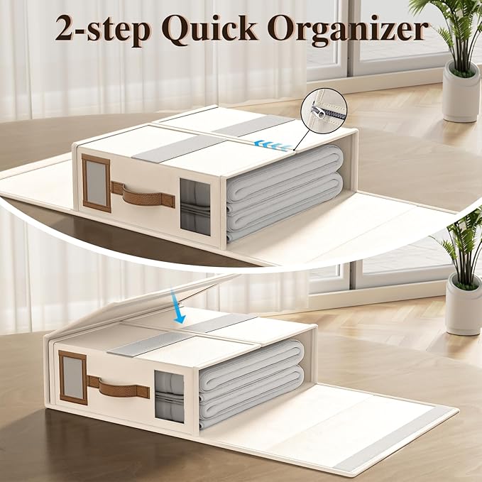 6 Pack Bed Sheets Organizers And Storage (King Size),Foldable Sheet Organizer With Handle For Linen Closet,Bedding Organizer Storage For Sheets, Duvet Cover (Beige, XCDSN-002