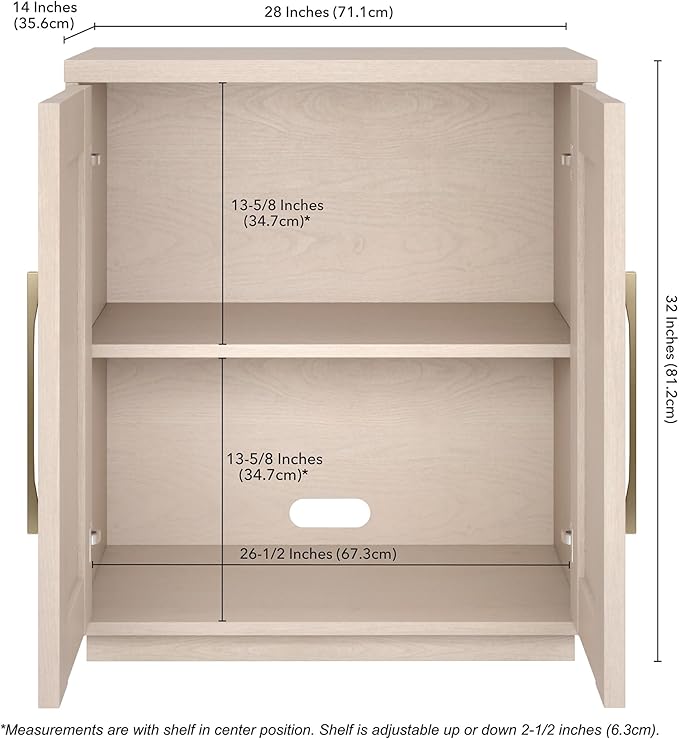 Henn&Hart 28" Accent Cabinet, Modern Sideboard Buffet Cabinet with 2 Doors and an Adjustable Shelf for Living Room, Dining Room, Bedroom or Entryway, Alder White