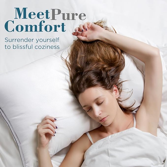 viewstar Bed Pillows Set of 2, Hotel Quality Cooling Down Alternative Gusseted Pillows for Side, Back, or Stomach Sleepers, White, 19" x 28"