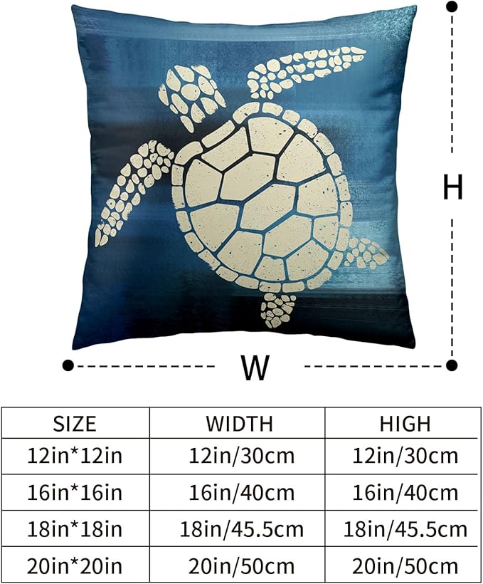 Sea Turtle Pillow Covers 16x16 Starfishes Cushion Cases Ocean Coastal Beach Pillowcases Set of 2 Outdoors Modern Home Decor Square Soft Ocean Theme Throw Pillow Covers