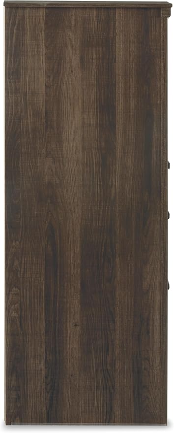 Signature Design by Ashley Juararo Vintage Smooth-Gliding 6-Drawer Dresser and Mirror with Safety Stop, Cabinet and Adjustable Shelf, Dark Brown