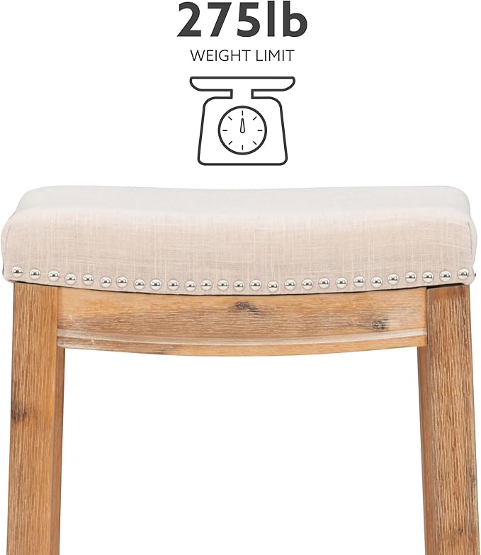 Linon Home Décor Kingston Acacia Counter Stool, Brown