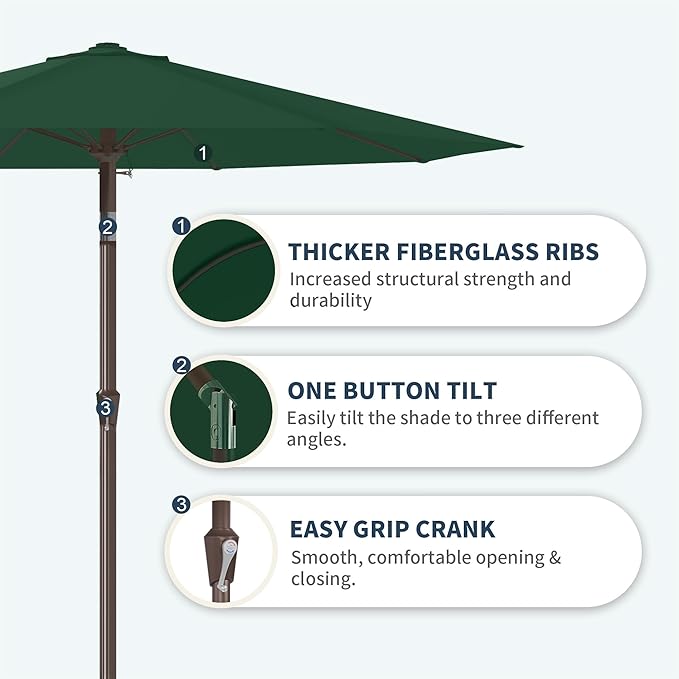 PatioKingdom 11FT Patio Umbrella,Outdoor Umbrella with Push Button Tilt and Crank,Market Table Umbrella with 8 Sturdy Fiberglass Ribs UV Protection