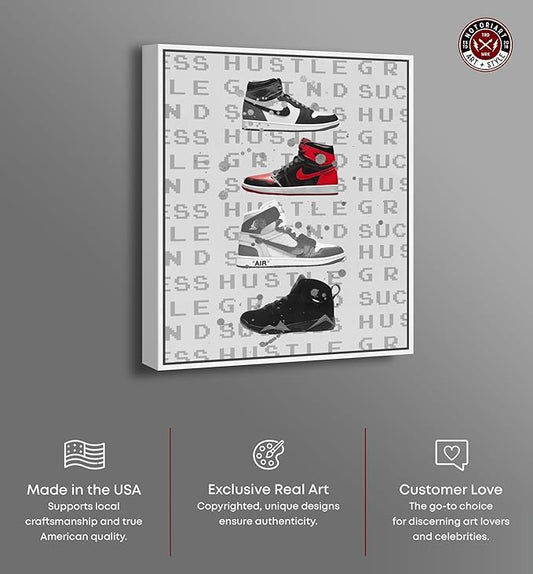 Hype Sneakers Framed Sneaker 1 Piece Canvas Wall Art, 31" x 37", White Frame