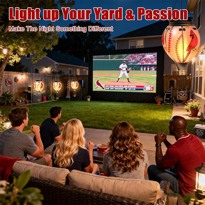 Hot Air Balloon Solar Lantern - Cardinal Bird Glass Lantern, Simulated Flickering & Dancing Flame, Outdoor Hanging Yard Light Waterproof IP65 for Patio Lawn Porch Decor Gift