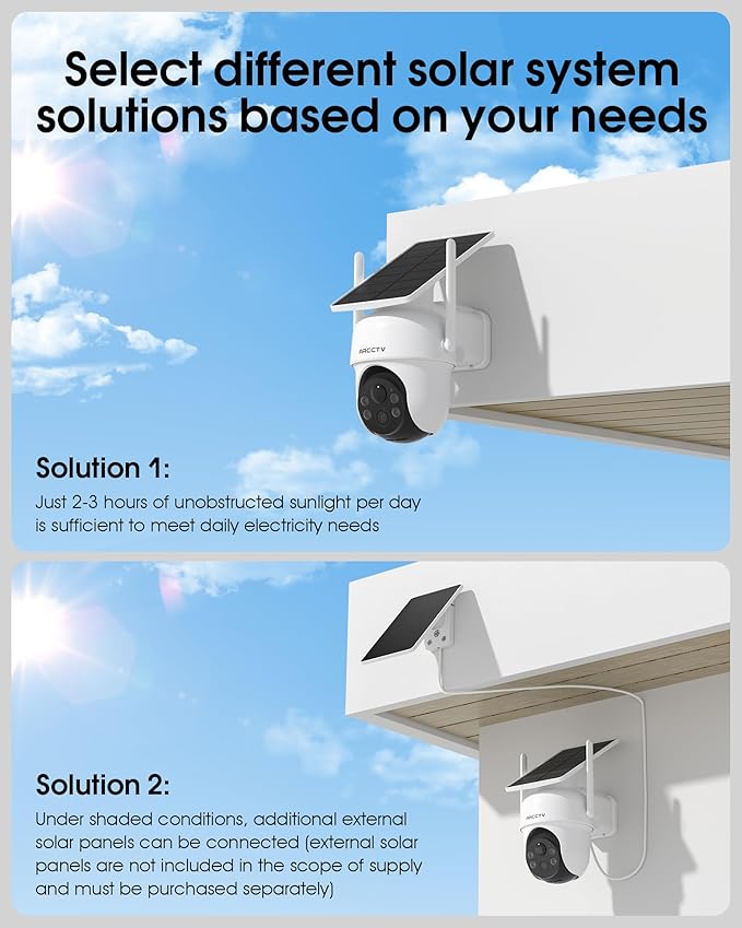 Solar Security Cameras Wireless Outdoor, 4MP 360° View Battery Powered Cam, Spotlight Night Vision, 2-Way Audio, 2.4G/5G Dual Band WiFi, PIR Motion Alert, Suitable for Q4 Camera Kit