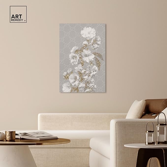 Art Remedy Floral in Classic Fashion Canvas Delicate Farmhouse Wall Art, Gallery Wrapped, 30" x 45"