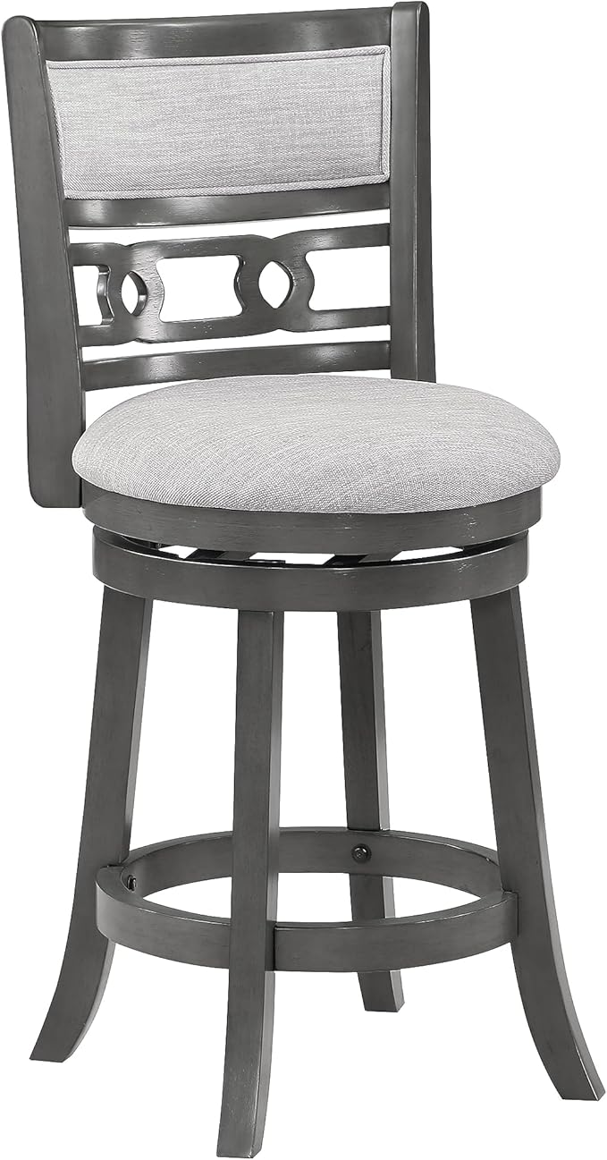 New Classic Home Furnishings Gia 24" Swivel Counter Stool-Gray W/Gray Fabric Seat