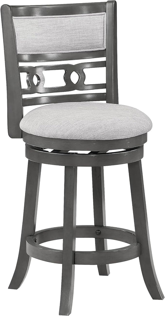 New Classic Home Furnishings Gia 24" Swivel Counter Stool-Gray W/Gray Fabric Seat