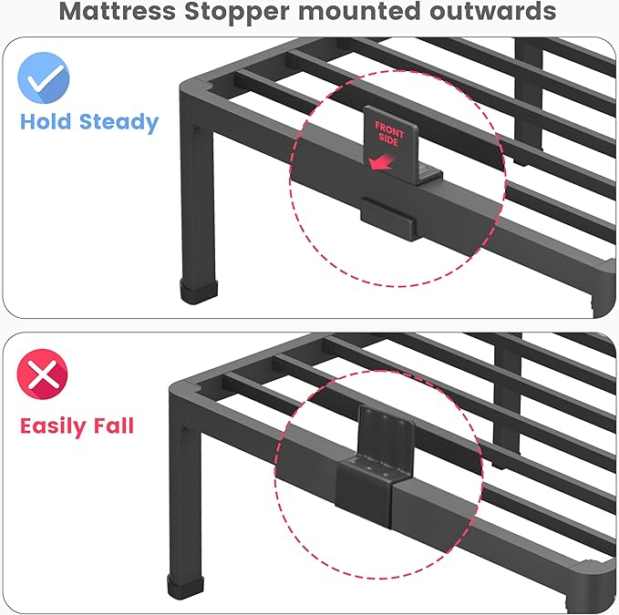 4 Inch King Bed Frame Low Profile, Heavy Duty Metal Platform Bed Frame with Round Corner Legs, Sturdy Mattress Foundation, No Box Spring Needed, Easy Assembly, Noise Free, Black
