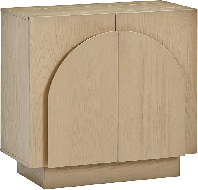 Nathan James Iris Mid-Century Modern Credenza, Light Brown Sideboard Buffet, Living Room Wood Storage Cabinet with Arched Cabinet Doors, White Oak