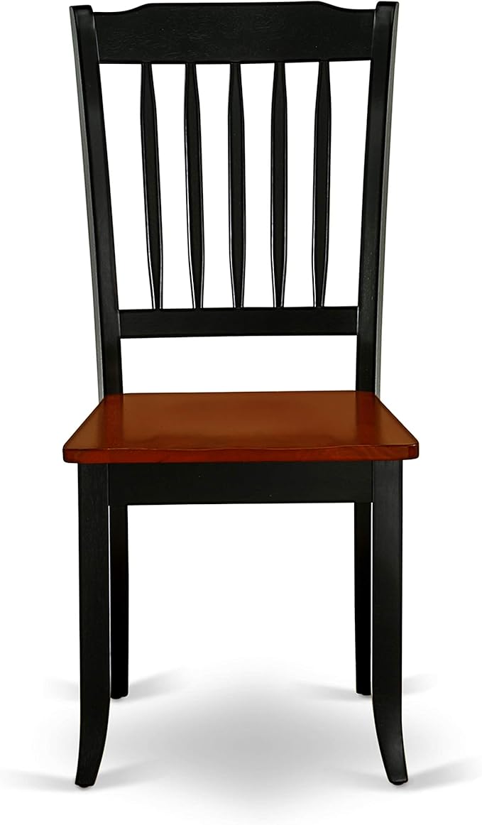 East West Furniture DAC-BCH-W Danbury Dining Room Chairs - Slat Back Solid Wood Seat Chairs, Set of 2, Black & Cherry