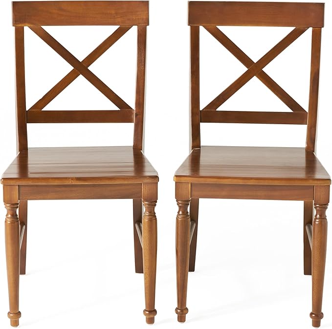 Christopher Knight Home Rovie Acacia Wood Dining Chairs, 2-Pcs Set, Dark Oak