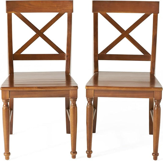 Christopher Knight Home Rovie Acacia Wood Dining Chairs, 2-Pcs Set, Dark Oak