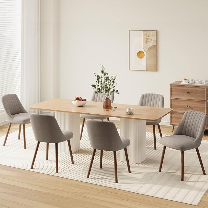 Upholstered Dining Chairs Set of 4, Modern Fabric Kitchen Chairs with Back, Wood Legs for Kitchen Dining Room Restaurant, Taupe