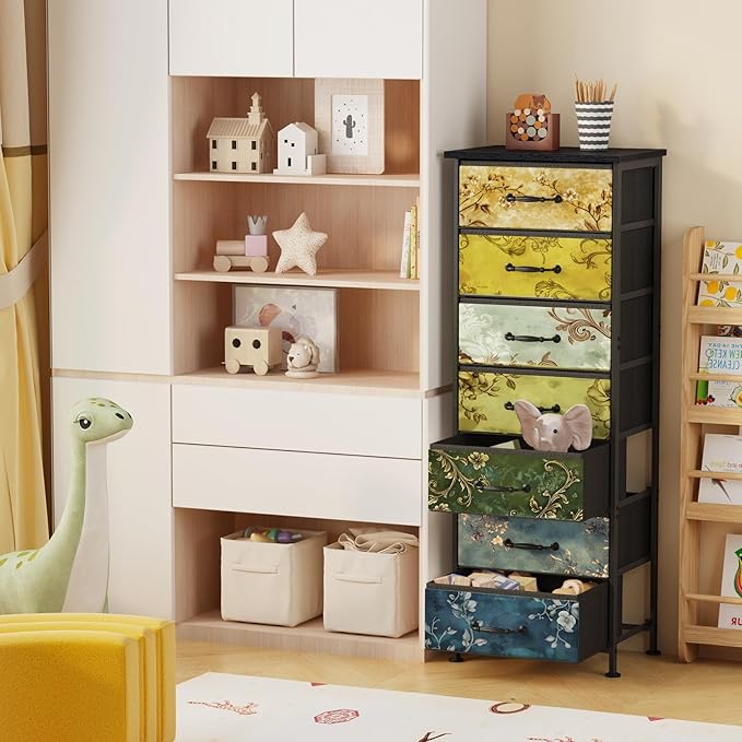 Fixwal White Tall Dresser for Bedroom, Closet Organizers and Storage Tall Fabric Dresser for Closet, Drawer Organizer with 5 Drawers, Bedroom Furniture