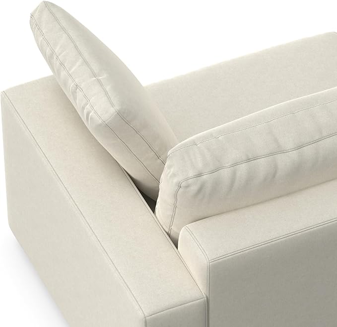 SIMPLIHOME Charlie Left-Facing Sectional Sofa in 100% Recycled Polyester Tightly Woven Performance Fabric, Cream, 122-inches Wide, Handcrafted Contemporary Style L-Shaped Couch with Chaise