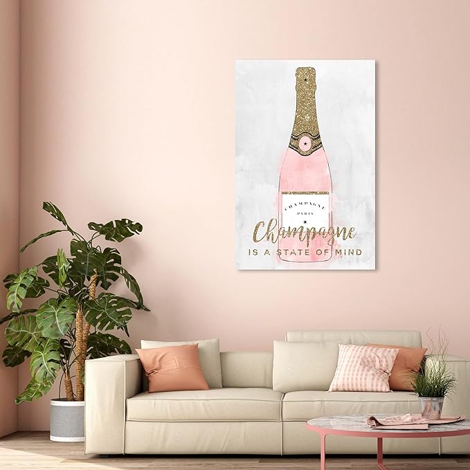 Drinks and Spirits Wall Art Canvas Prints 'Champagne Mind Glitter' Champagne