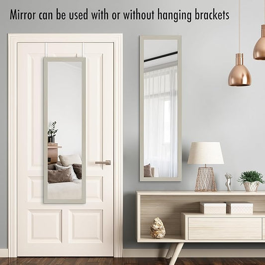 Americanflat 15x51 Over The Door Mirror - Hanging Full Length Mirrors with Engineered Wood - Modern Mirror for Bathroom, Bedroom, Living Room - Mirrors for Wall Display and Home Decor - Light Wood