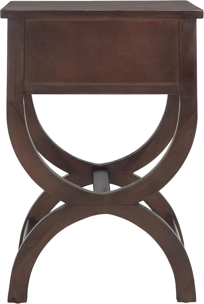 SAFAVIEH Home Collection Maxine Walnut Brown 1-Drawer Accent Table Nightstand Bedside Accent Table (Fully Assembled)