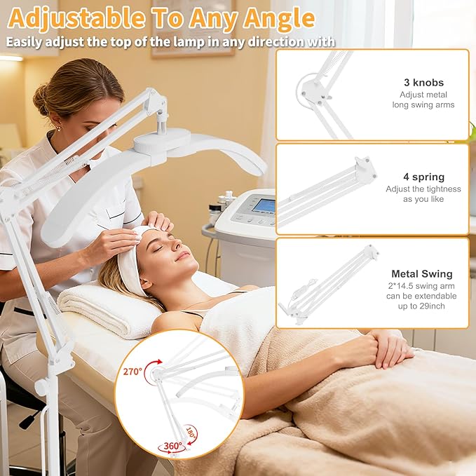 2-in-1 Lash Light - 2026 Upgraded Professional LED Half Moon Lamp for Eyelash Extensions, Tattoo, Nail Artists, Salon SPA, Adjustable Brightness & Color Temperature, Remote Control (White)