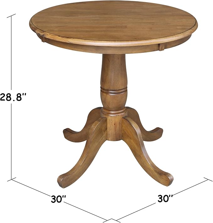International Concepts 3 Piece 30" Round Dining Set in Pecan