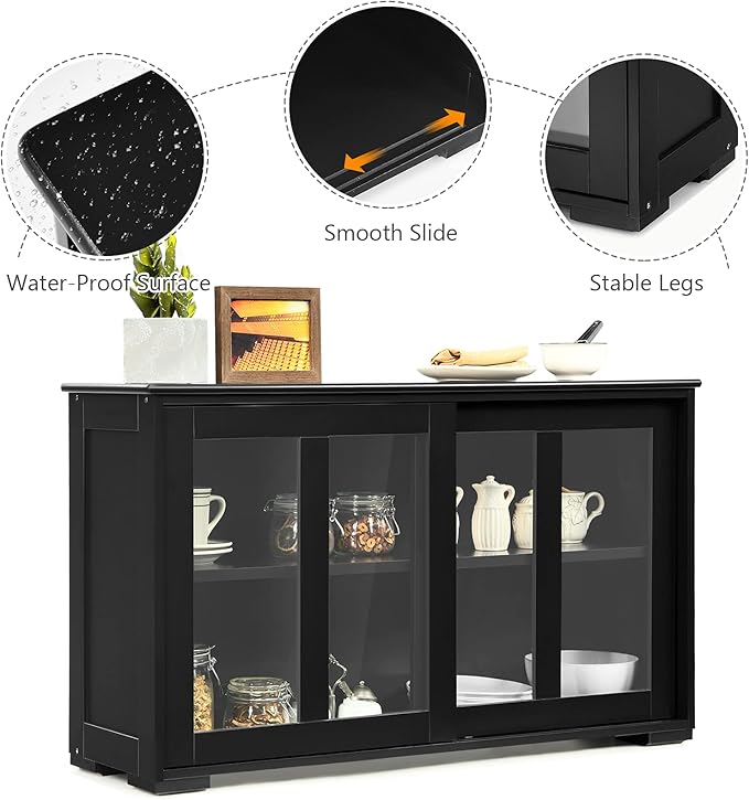 Buffets & Sideboards HW53867BK, Dark Black, Large