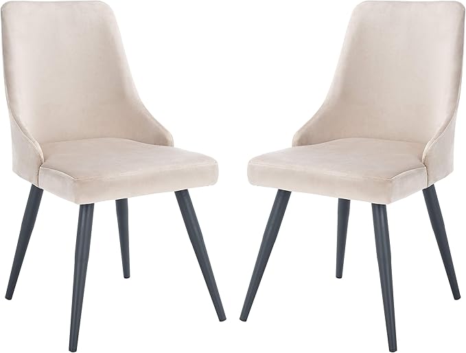 Safavieh Home Collection Zoi Velvet 19-inch (Set of 2) Dining Chair, Taupe/Black