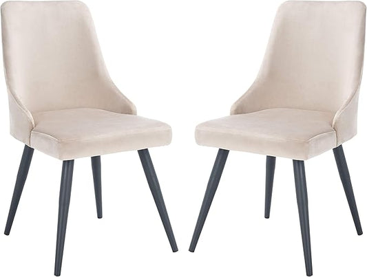 Safavieh Home Collection Zoi Velvet 19-inch (Set of 2) Dining Chair, Taupe/Black