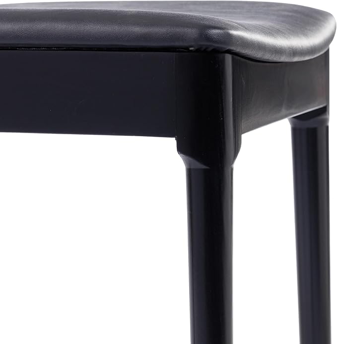 Flash Furniture Chester Solid Wood Dining Chair, Commercial Grade Restaurant Chair with Curved Spindle Backrest and Vinyl Padded Seat, Black/Black