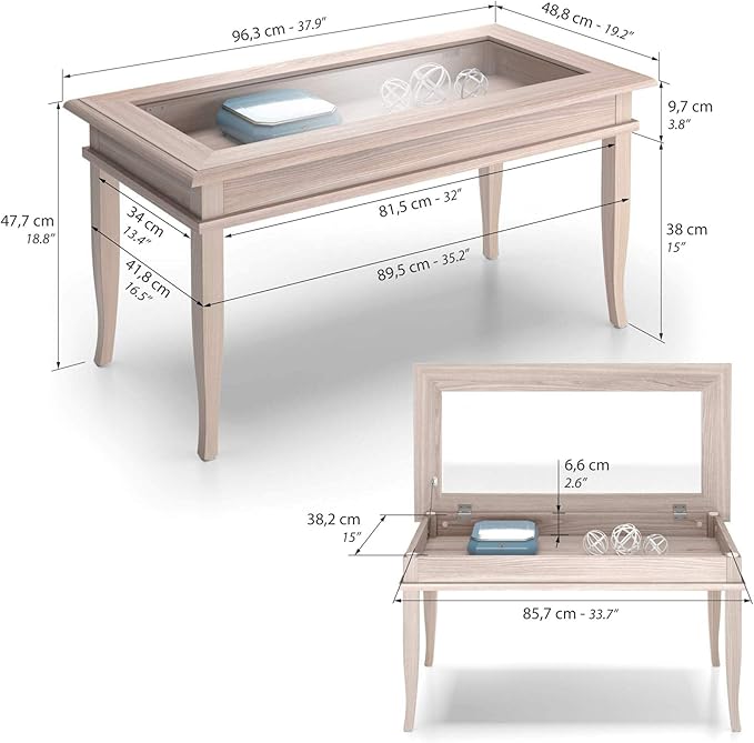 Mobili Fiver, Classico Coffee Table, Pearled Elm, Made in Italy