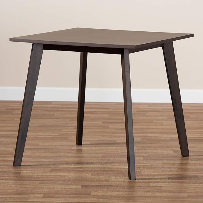 Baxton Studio Cavan Mid-Century Dining Table Dark Oak Brown Finished Square Wood Dining Table