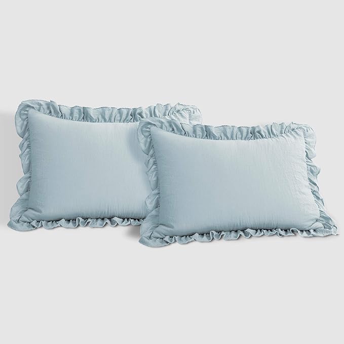 Lush Decor Reyna Ruffle Comforter Set, King, Lake Blue, 3 Piece Cozy Bedding Set