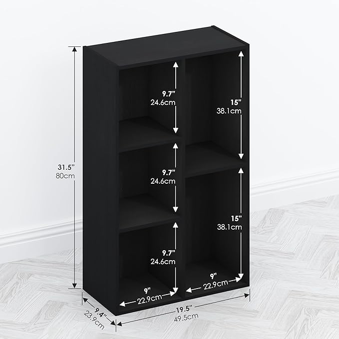 Furinno TOMI TV Stand, 5-Cube Entertainment Center with Open Shelf, Reversible TV Console, for Living Room, Bedroom, Home Office, Blackwood