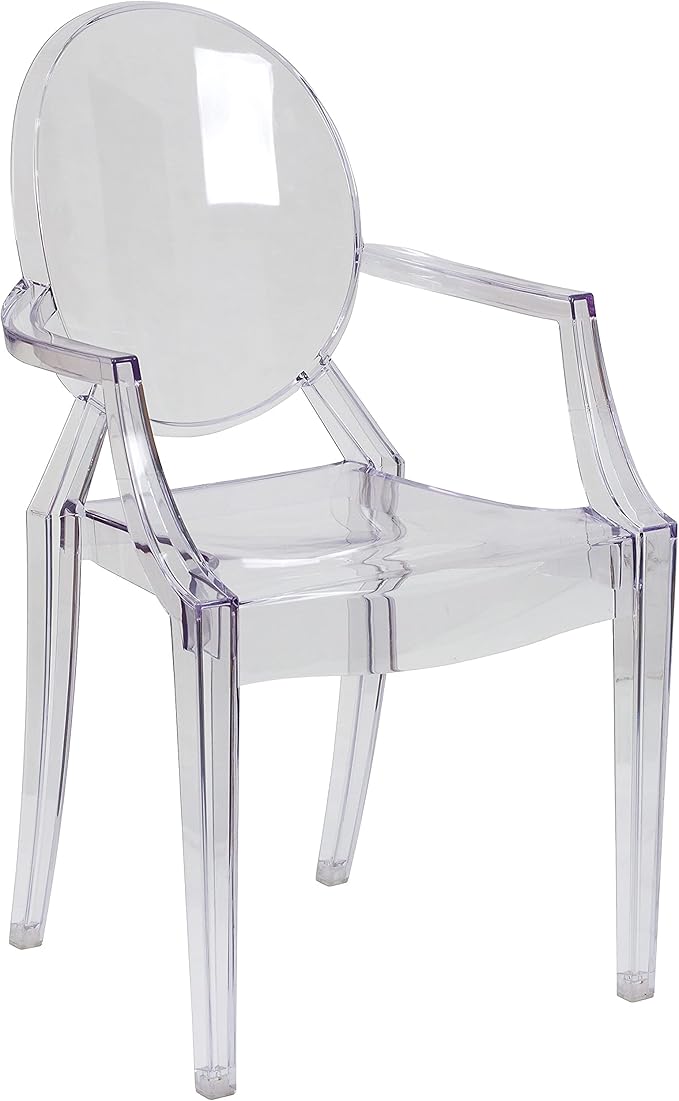 Flash Furniture Max 4 Pack Indoor-Outdoor Ghost Chair with Arms in Transparent Crystal