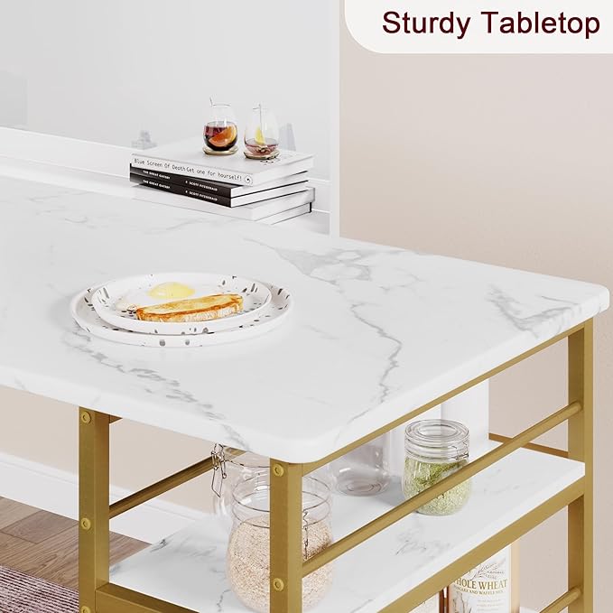 IDEALHOUSE IDDIINGTABLESET-ZDYJ-23071703, Grey and Gold Marble White