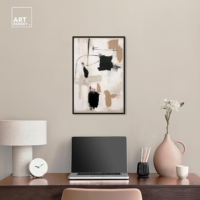 Art Remedy Strings in Abstraction Canvas Muted Abstract Wall Art, Black Frame, 16" x 24"