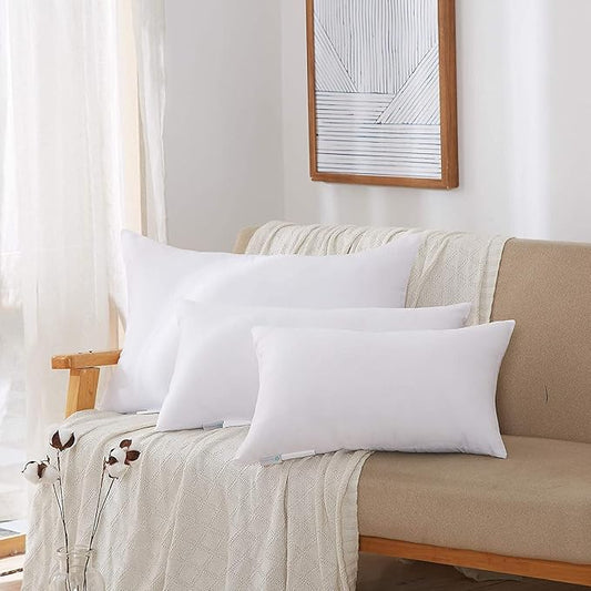 Acanva Fluffy Pillow Insert for Bed Sleeping, Decorative Stuffer Cushion Sham Filler, 12 Inchx20 Inch, White