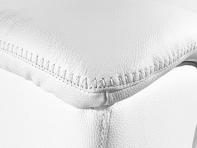 BlackJack Furniture Venice Top Grain Italian Leather Dual Power Recliner Sofa - 107" Theater Seating Modern Couch for Living Room Apartment Lounge Home with Adjustable Headrests & USB Port, White