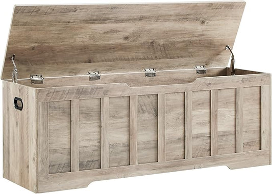51.2" Storage Chest Extra Large,Storage Bench with 2 Safety Hinges,Shoe Bench,51.2 * 15.7 * 19.1 inches,Wooden Trunk for Bedroom,livingroom,entryway,Supports 220 lb,Easy Assembly(Greige