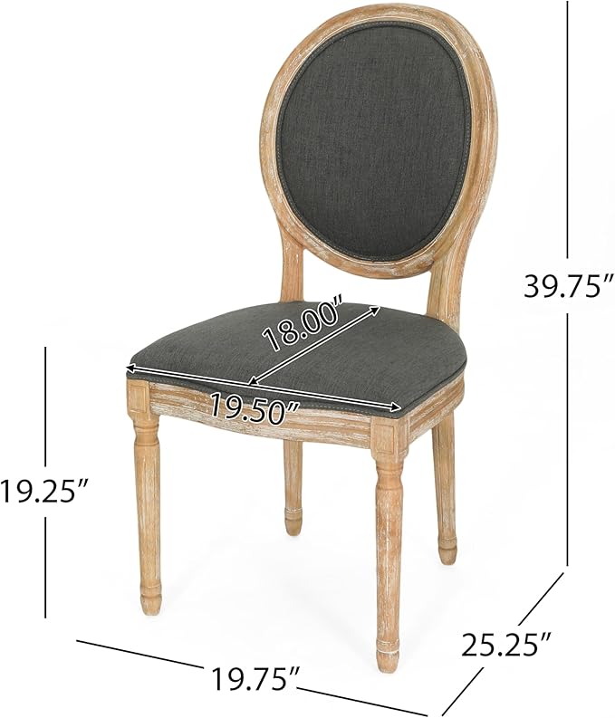 Christopher Knight Home Reed Upholstered Farmhouse Dining Chairs, Print and Dark Gray (Set of 2)