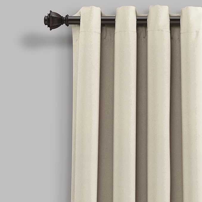Lush Decor Insulated Grommet Blackout Window Curtain Panels, Pair, 52" W x 84" L, Neutral - Classic Modern Design - Chic Window Decor - Long Curtains For Living Room, Bedroom, Or Dining Room