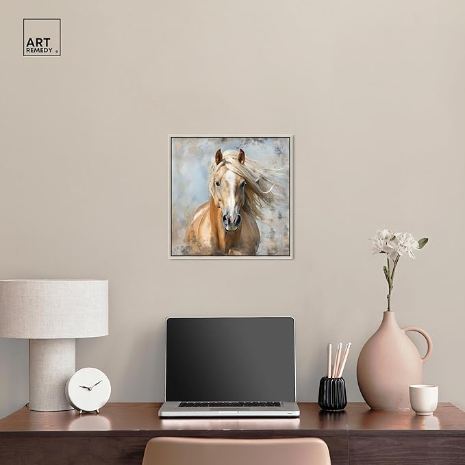 Art Remedy Rustic Rider Canvas Horse Wall Art, Silver Frame, 16" x 16"