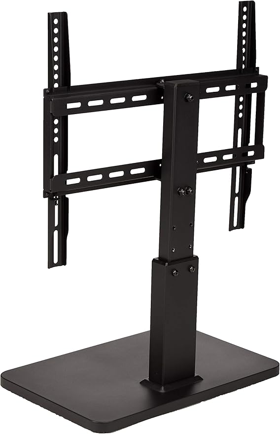 Amazon Basics Swivel Pedestal Table Top TV Mount, Height Adjustable 14-19 Inches, for 32" to 65" TVs up to 55 lbs, Universal TV Stand, VESA 400x400, Black