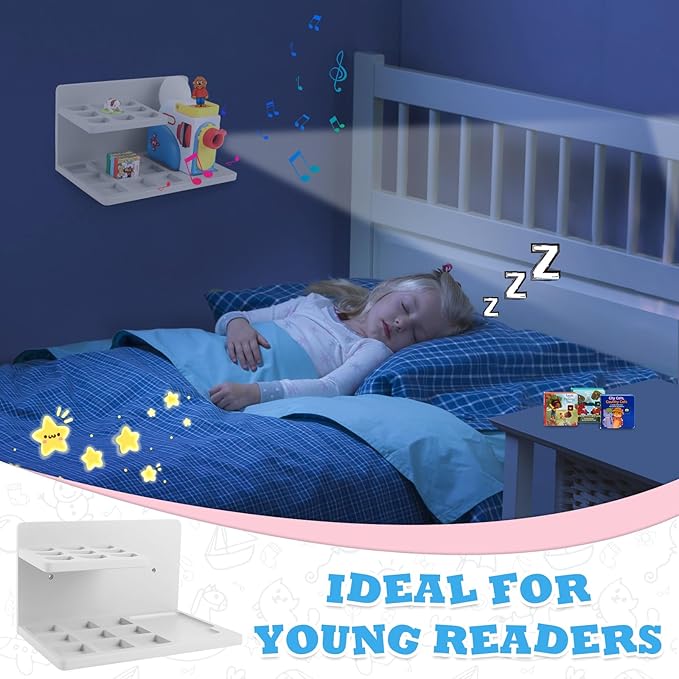 Wall Shelf Compatible with Little Tikes for Story Dream Machine Books Starter Set, for Little Tikes for Storytime Audio Play Real for Littles Character Storage Floating Shelves Blue (Grey)