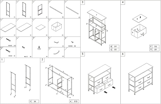 Dresser for Bedroom, 4 Drawer Organizer Unit with Open Shelves, Sturdy Steel Frame, Wooden Top Fabric Dressers & Chest of Drawers for Nursery, Living Room, Office, Closet Storage, Coffee