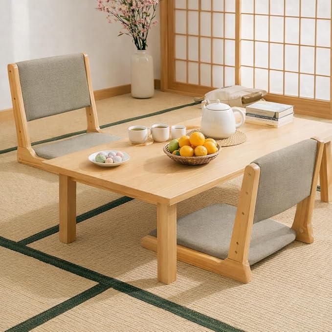 HollyHOME Foldable Japanese Style Floor Chair with Back Support, Tatami Chair with Cushion, Meditation Seat for Bay Window, Living Room, Bedroom, Dark Grey